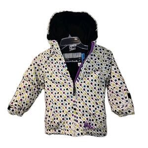 Sessions Polka-Dot Hooded Winter Ski Snowboard Jacket Coat Womens Size Sz 5